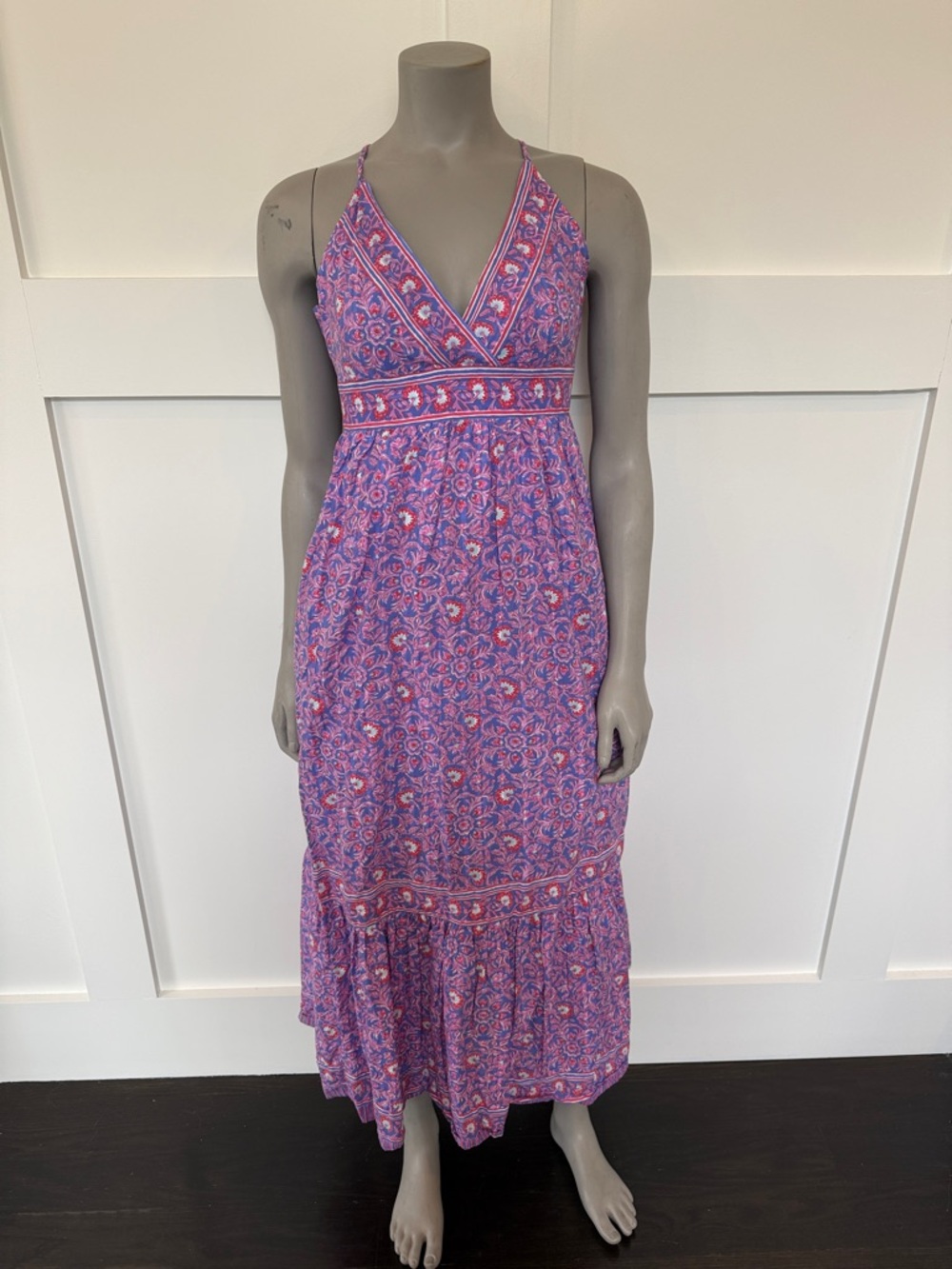 Vineyard Vines Purple Floral Wrap-Style Maxi Dress